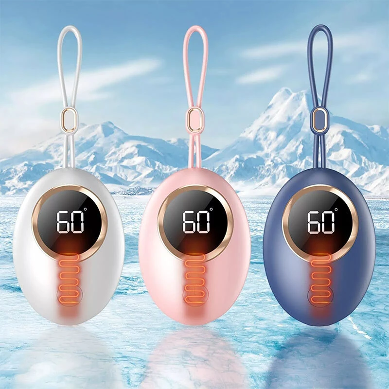 (image for) 2 in 1 Portable Mini Hand Warmer USB Rechargeable 2000mAh Power Bank Heater 3 Temperature Adjustment Digital Display Hand Warmer